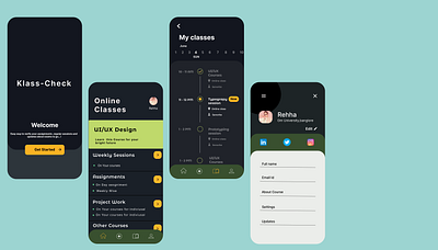 Klass Check - To check your online classes routine app design icon typography ui ux