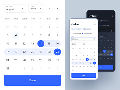 Back Market's Date Picker app back office backmarket dark darkmode dashboard data datatable date datepicker design filters light lightmode mobile search ui ux web