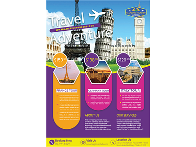 Travel & Vacation Flyer Template. adventure advertisement agency beach booking business company flight flyer holiday holiday flyer hotel island leaflet operator package pamphlet poster prospectus summer