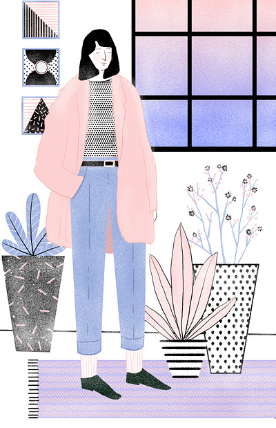 穿粉粉衣服的女孩 插画临摹
