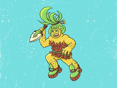 Angry Pineapple cartoon character character design illustration pineapple postcard warrior