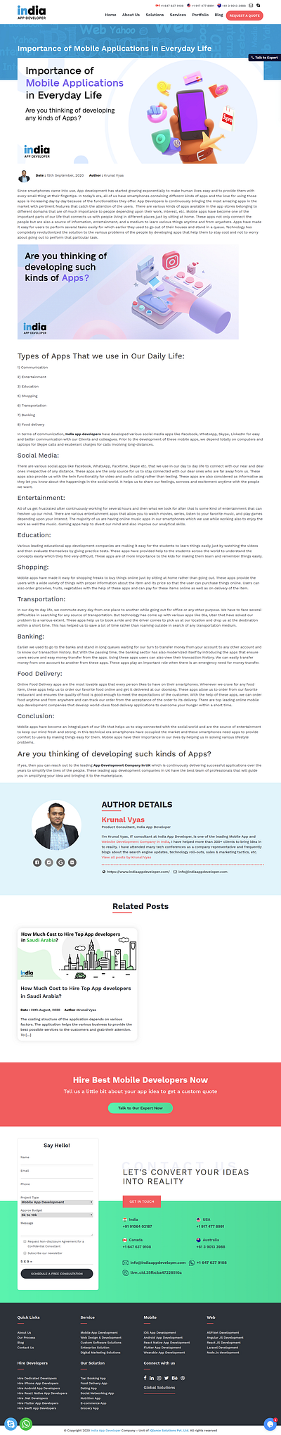 Importance of Mobile Applications in Everyday Life
