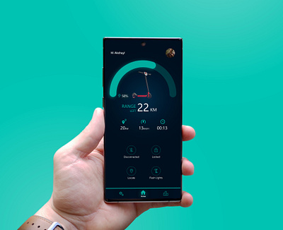 Dashboard Screen for an E-Scooter App dashboard ui design electric vehicles futurism retro scooter ui ux