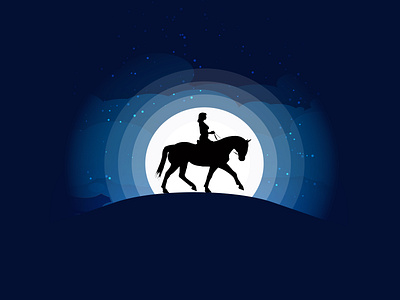 Illustration - Stallion Rider black design girl horse illustartor illustration minimal moon moonlight nature night rider riding silhouette sky stallion tutvid wild