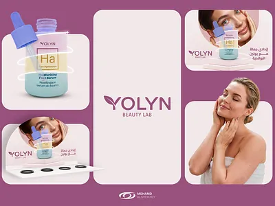 Dropper Bottle stand design for YOLYN BEAUTY LAB branding graphic design prouduct design