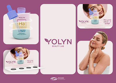 Dropper Bottle stand design for YOLYN BEAUTY LAB branding graphic design prouduct design