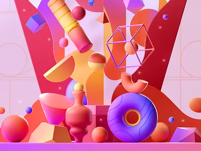 3D Colorful Shapes 2d 3d design illustration shape