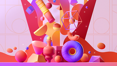 3D Colorful Shapes 2d 3d design illustration shape