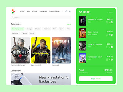 Game Store app design desktop game interface popular ps4 ps5 store top ui ux xbox