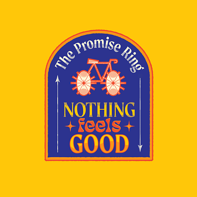 The Promise Ring - Nothing Feels Good album cover bike design emo flat halftones illustration midcentury music patch typogaphy wales