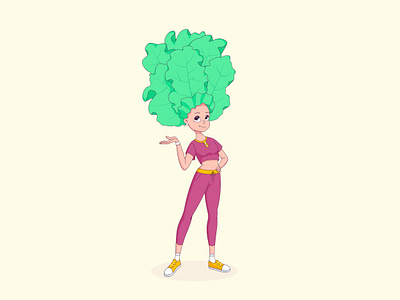 Rhubarb girl 2d autumn cartoon character design digital girl illustraion leaf mascot persona rheum rhubarb vectors vegetable woman