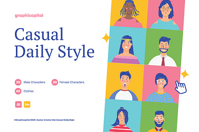 Casual Daily Style Avatar avatar avatarcreator character charactercreator characterdesign creator design flat flatdesign illustration illustrations landingpage landingpagedesign landingpages scenecreator template uidesign vector vectorillustration website