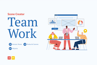 Team Work Illustration Landing Page character characterdesign design flat flatdesign illustration illustrations landing landingpage landingpagedesign landingpages page team teamwork template uidesign vector vectorillustration website work