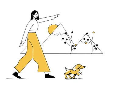 Redirecting Illustration character design design doggy flat design illustration onboarding ui outline redirecting ui ux vector webdesign woman