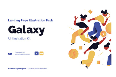 Galaxy Illustration Landing Page astronaut character characterdesign design flat flatdesign galaxies galaxy illustration illustrations landing landingpage landingpagedesign landingpages page template uidesign vector vectorillustration website