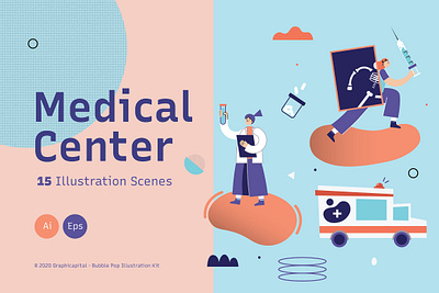 Medical Center Illustration Scenes center character characterdesign design flatdesign illustration illustrations landing landingpage landingpagedesign landingpages medic medical medical design page template uidesign vector vectorillustration website