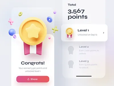 3D medal reward 3d achievement app blender design illustration ios iosapp iphone medal mobile mobileapp points reward ui ux