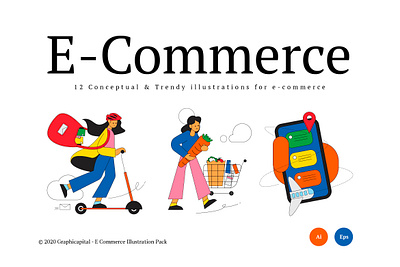 E-Commerce Illustration Scenes character characterdesign design ecommerce ecommerce app ecommerce business ecommerce design flatdesign illustration illustrations landing landingpage landingpagedesign landingpages page template uidesign vector vectorillustration website