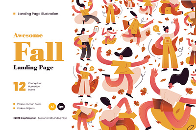 Awesome Fall Illustration Scenes / Landing Page autumn character characterdesign design fall festival flatdesign illustration illustrations landing landingpage landingpagedesign landingpages october page template uidesign vector vectorillustration website