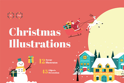 Christmas Illustration Scenes character characterdesign christmas christmas illustration design flatdesign illustration illustrations landing landingpage landingpagedesign landingpages page santa claus template uidesign vector vectorillustration website winter