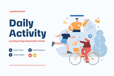 Daily Activity Illustration Landing Page activity character characterdesign daily dailyactivity design flat flatdesign illustration illustrations landing landingpage landingpagedesign landingpages page template uidesign vector vectorillustration website