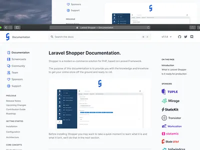 Laravel Shopper Documentation 📔 app design documentation tailwindcss ui web