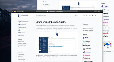 Laravel Shopper Documentation 📔 app design documentation tailwindcss ui web