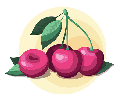 Ripe cherry design flat illustration illustrator minimal vector