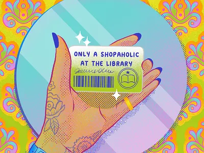 Library Shopaholic advertising books design digital illustration fashion illustration illustration lettering libraries pattern design
