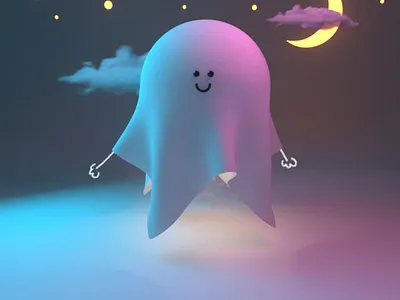Ghost man c4d cute illustration kawaii monster octanerender