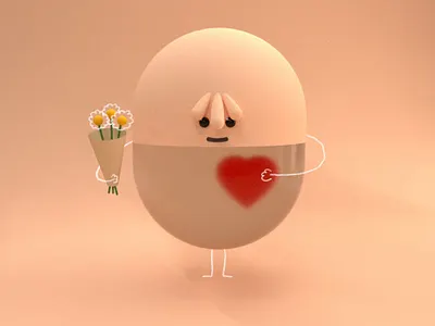 Transparent guy c4d cute illustration kawaii love octanerender