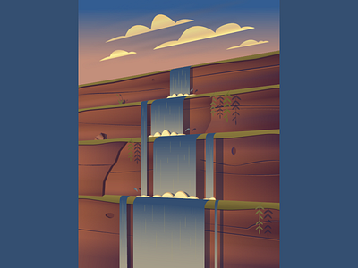 Waterfall illustration 2d flat illustration minimal vector waterfall иллюстратор иллюстрация минимализм