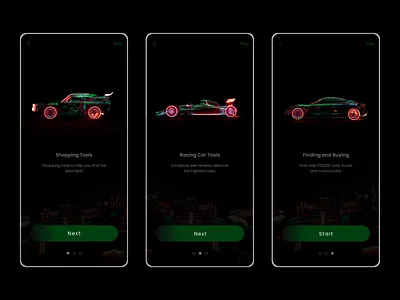 On-boarding for Car Shopping App 3d car booking app car car 3d car racing creative design dark app dark mode dark ui modern design modern ui design on boarding onboarding onboarding screen onboarding ui shopping app transport ui app design ui application