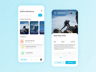 Exploring Adventures app UI concept adventure app design figma mobile app sports ui uidesign uiux userinterface ux uxdesign webdesign