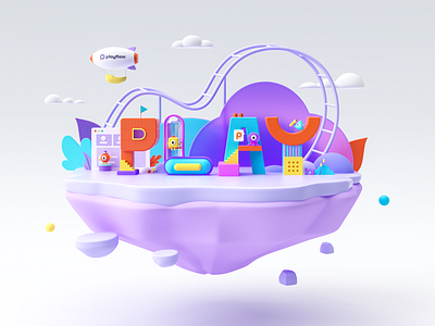 Playflow illustration 3d 3d art 3d illustration branding c4d character design cinema 4d design dribbble illustration octanerender ui