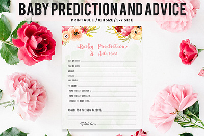 Floral Baby Prediction And Advice Printable V2 branding design icon illustration modern quality typography ui vector