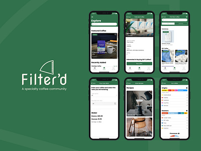 Filter'd | A specialty coffee community app brand coffee design logo nocode social ui ux