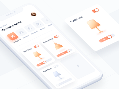 Smart Home app home app hue hue app lamp app lamp illustration lamp post lamps lamps app living room philips hue remote rooms saas saas app saas application saas design smart app smart home smart home app smart objects