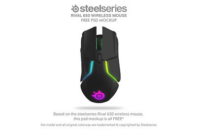 Free Rival 650 Wireless Mouse Mockup 3d art bundle color computer design details editable gaming high resolution mock up mock ups mockup mockups mouse mouses pack photo realistic photoshop portfolio