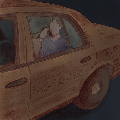 wake me up when we get home app art cab couple design flat illustration illustrator minimal procreate taxi ui vector web yellow