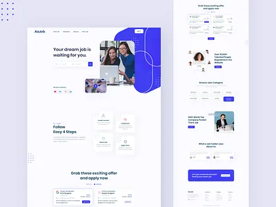 Aajob-Job finding landing page blue branding design inspiration job job board job find job finder job finding result job search job searching landingpage psd template top ux ui designer typography ui ui design uiux webdesign website design