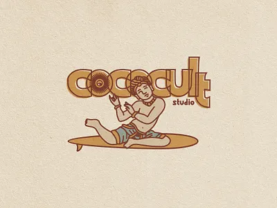 god of surfing beach branding ccoconut cococult historical history illustration lineart salt sea sun surf surface design surfing tropic tropical vector vintage vintage design wave