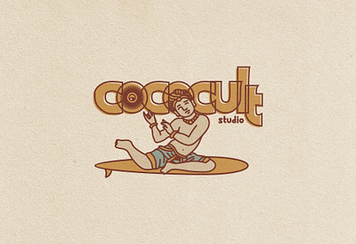 god of surfing beach branding ccoconut cococult historical history illustration lineart salt sea sun surf surface design surfing tropic tropical vector vintage vintage design wave