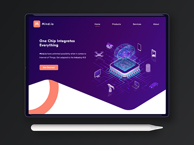 Mind.io Hero Landing Page copywriting design header hero image hero section heropage landing page landingpage microcopy navigation typography ui uiux webdesign