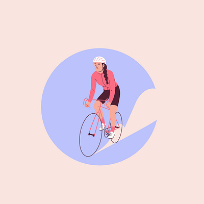 Cycling badge bike biker character cycling graphic icon illustration pastel vector web woman women