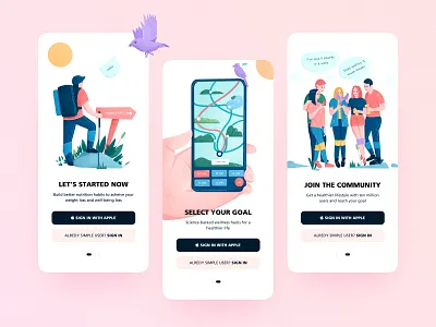 Design for Simple app clean health app illustration landingpage lifestyle sign in signup simple sports design ui vector