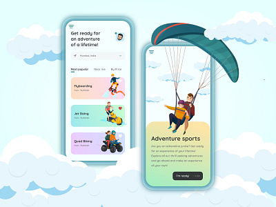 Adventure Sports app adventure app app design design illustration minimal pastels sports typography ui ui design uidesign ux