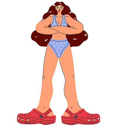 Crocs bikini character design colourful crocs fashion illustration female illustration fun illustration illustration art illustrations illustrator summer vectorart