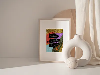 I Dream, I Believe I Receive abstract art branding design feminist illustration minimal quote art typography