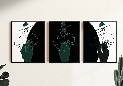 Mysterious Green blackandwhite designer framed art green illustration lineart poster poster art poster design wall art